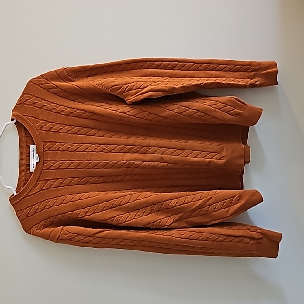 Amazon Essentials Women's Men's Orange Knit Fall Sweater XL